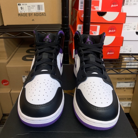 Nike Air Jordan 1 Mid Dark Iris Black White Shoes 554724-095 Youth & Men's Sizes - Picture 10 of 12